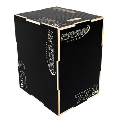 Caixa de Saltos Plyo Box Madeira Naval 50 x 60 x 75 cm Montada Com Logo Antiderrapante