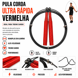 Pula Corda Alumínio Speed Rope Ultra Rápido RS1 3.0 Vermelho