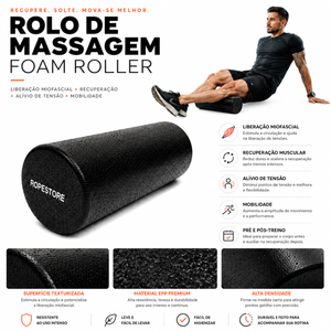 Rolo de Massagem Foam Roller de 30cm com Espuma EPP