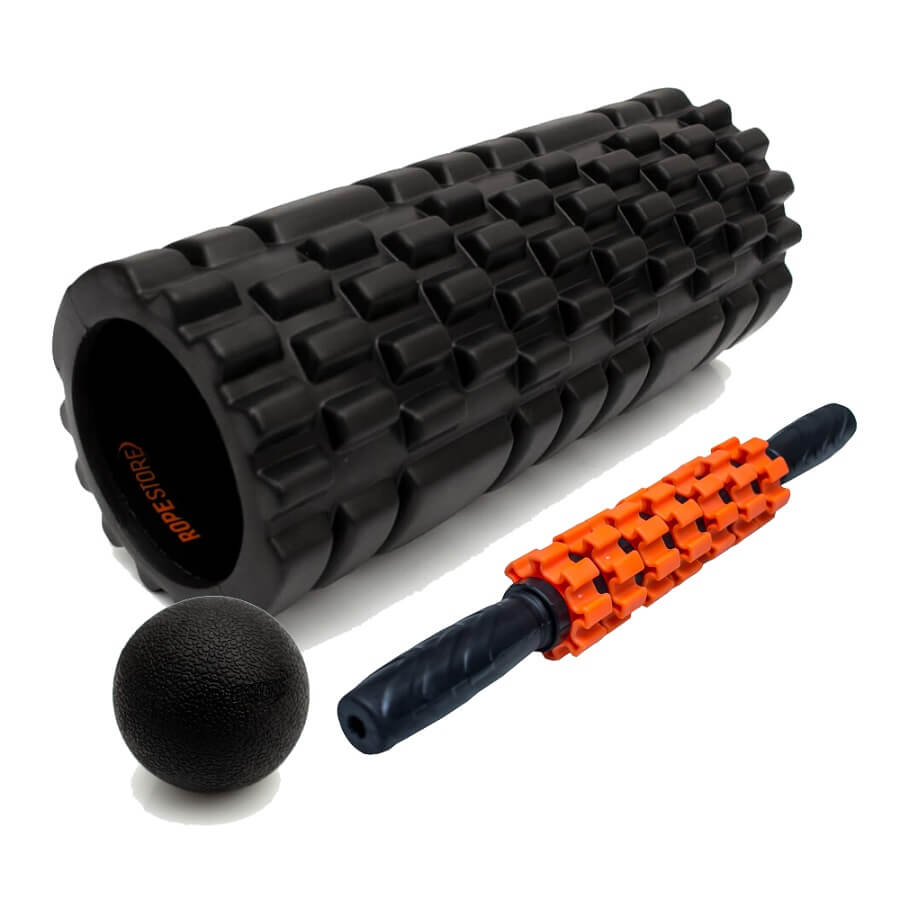 Kit miofacial Rolo de Massagem, Bastão Laranja e Lacrosse Ball Rope Store