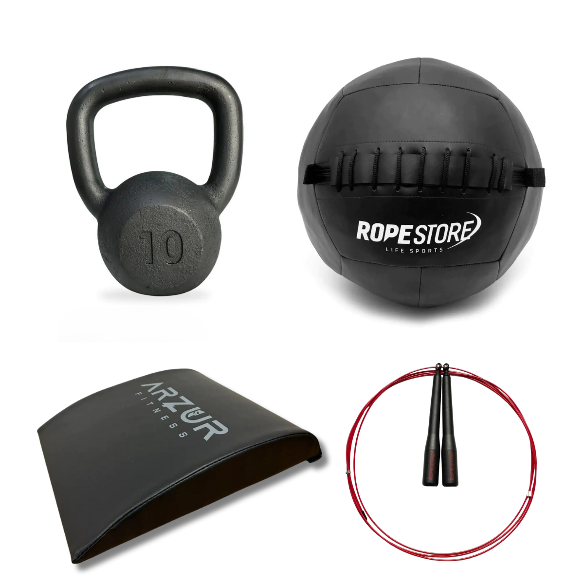 Kit Home Training 4 Itens Wall Ball, Speed Rope, Abmat, Kettlebell