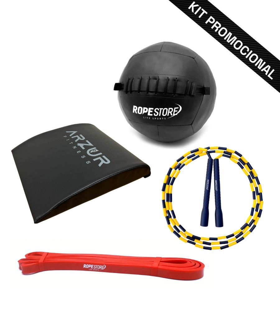 Kit Home Training 4 Itens Wall Ball, Pula Corda Segmentada, Abmat, Super Band