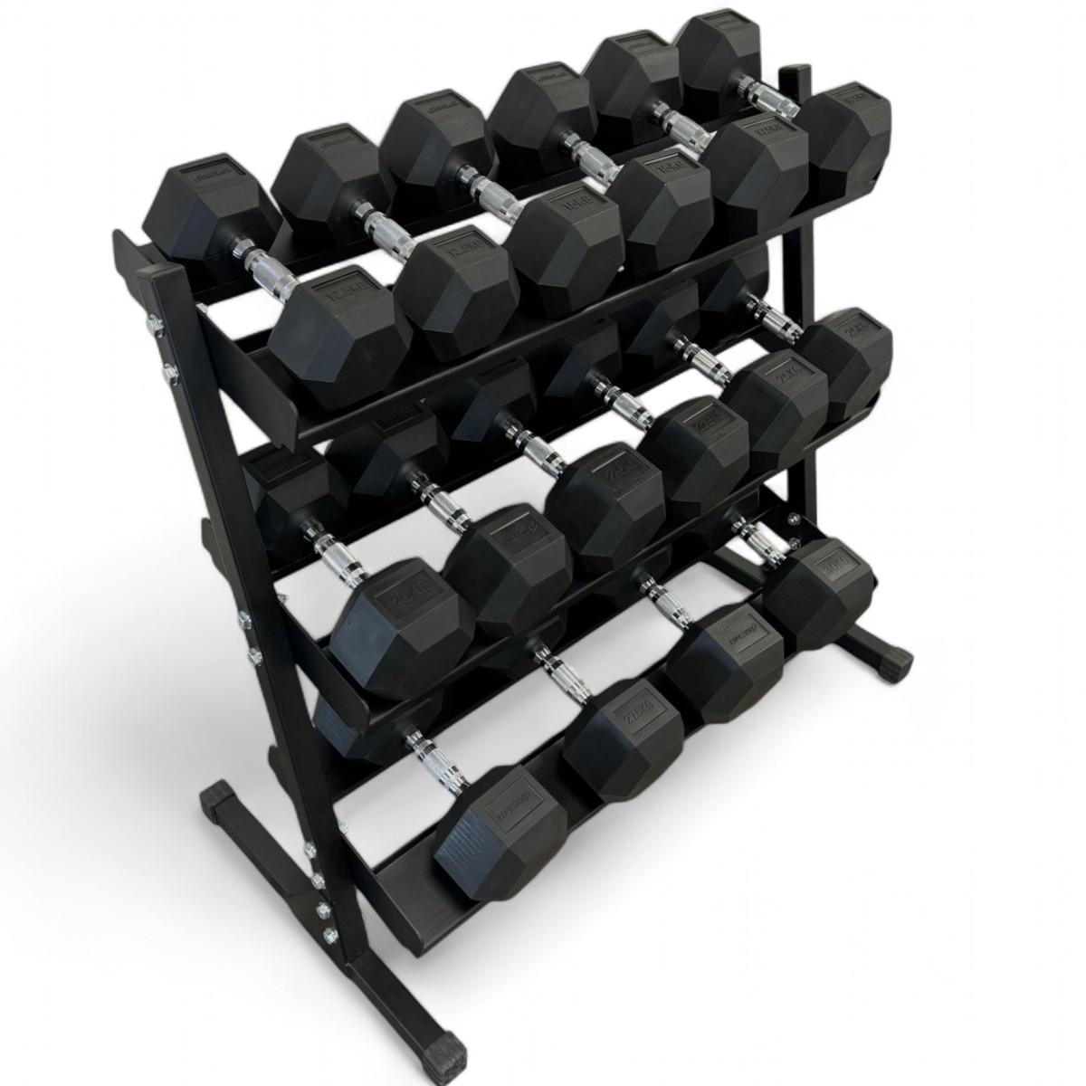 Kit Dumbbell Sextavado 12,5 a 30 kg + Expositor